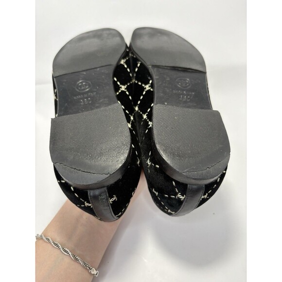 Chanel Black Velvet Loafers w/ Silver Metal CC Logo Accents 2017 EU Sz 36 6 - Picture 12 of 14